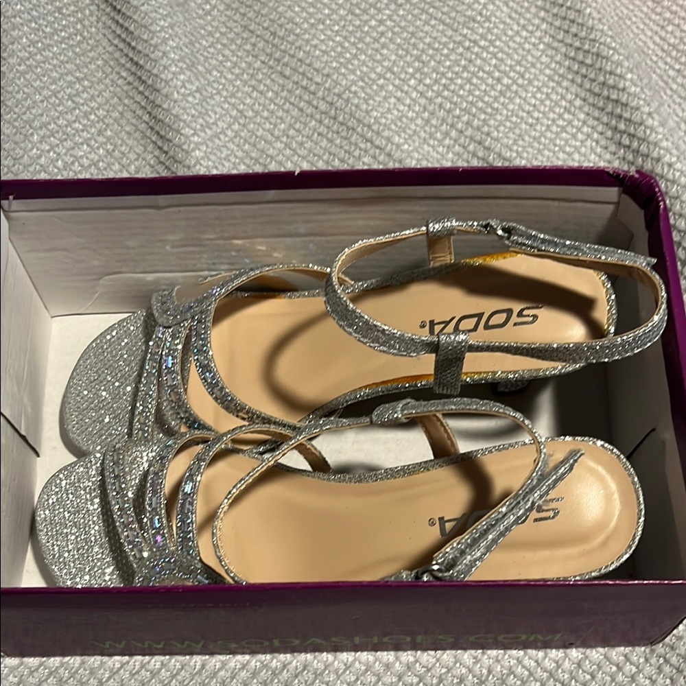 Soda Kids Silver Strappy Sandals